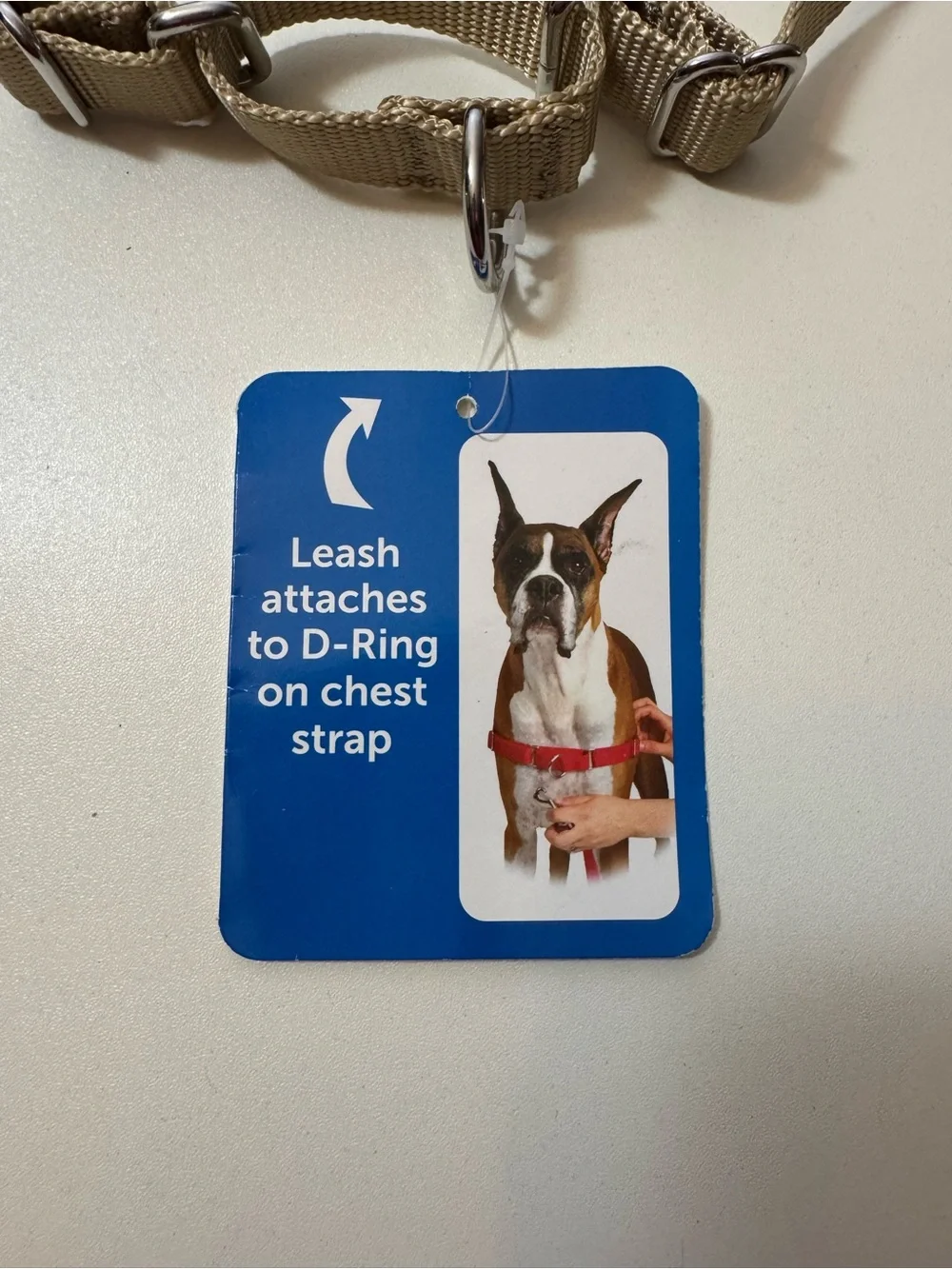 Tan and Brown Dog Harness with Metal D-Ring-  Medium